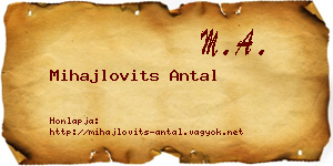 Mihajlovits Antal névjegykártya